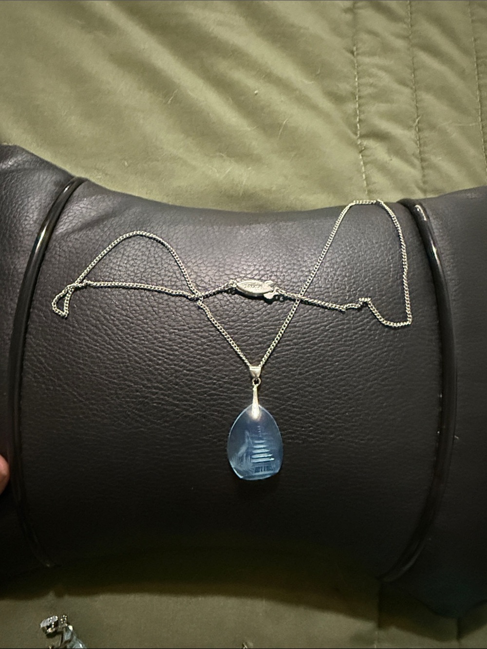 Sterling Silver Necklace with Light Blue Teardrop Pendant